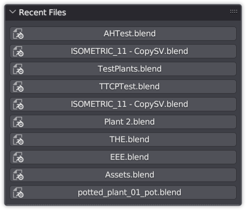 Recent files panel